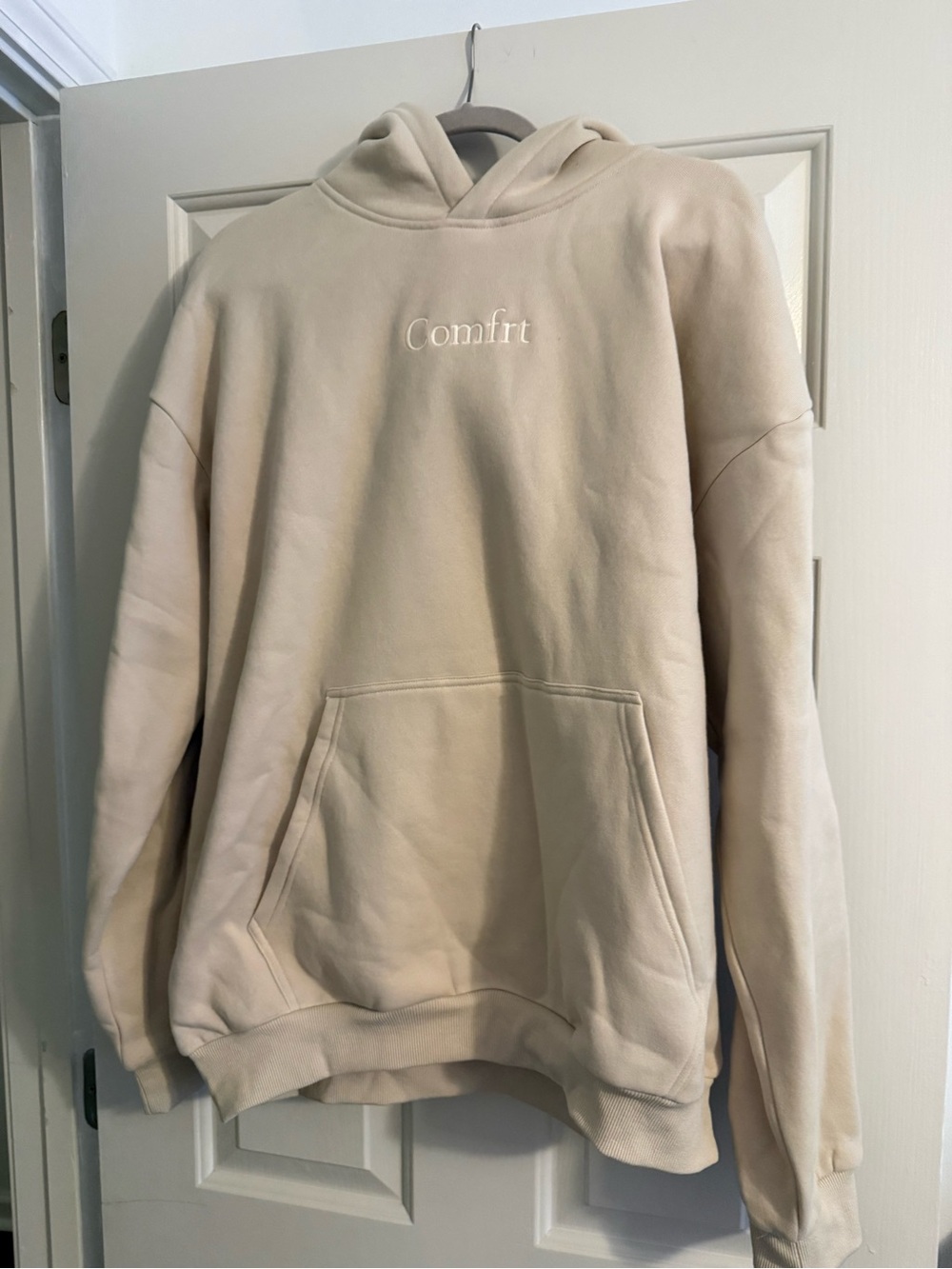Comfort Embroidered Cream Crewneck Hoodie & Sweatpants - Unisex
